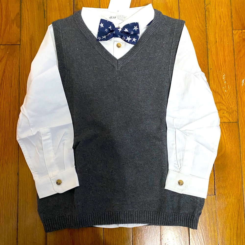 H&m button down with vest and bowtie